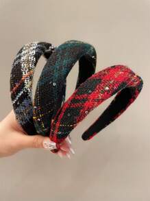 3入組女款時尚法式發箍,適用於秋冬季節,可用作洗臉頭帶