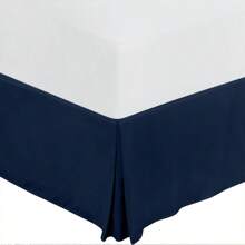 1 Pieza Falda De Cama Plisada De Color Sólido Con Diseño De Tela De Caída - Azul - Ver 1