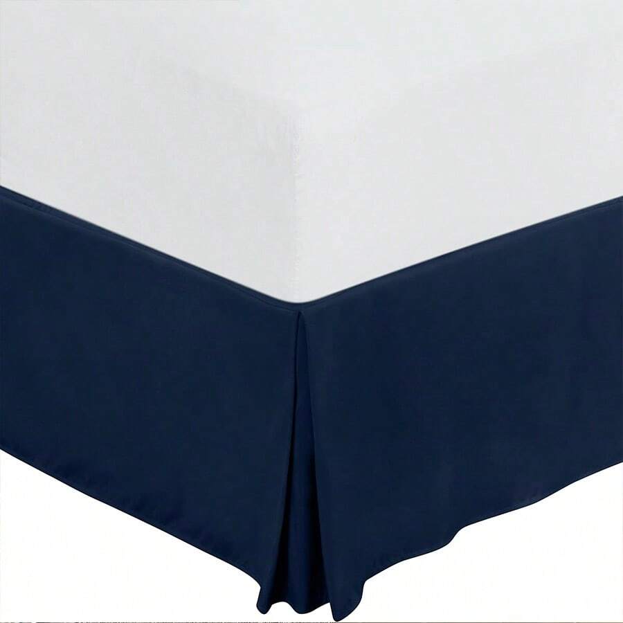 1 Pieza Falda De Cama Plisada De Color Sólido Con Diseño De Tela De Caída - Azul - Ver 1