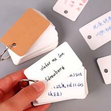1 pieza de color al azar Tarjeta de nota + 100 piezas grueso vacío palabra con Anillo metálico , DIY garabatear esquina redonda pequeño Tarjeta para - Multicolor - Ver 5