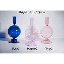 一件独特的玻璃烛台，用我们美丽的玻璃烛台点亮您的生活。手工制作，完美无瑕，这些烛台适合任何场合！、房间装饰、礼物 - 彩色 - 查看 6