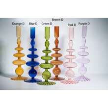 一件独特的玻璃烛台，用我们美丽的玻璃烛台点亮您的生活。手工制作，完美无瑕，这些烛台适合任何场合！、房间装饰、礼物 - 彩色 - 查看 7