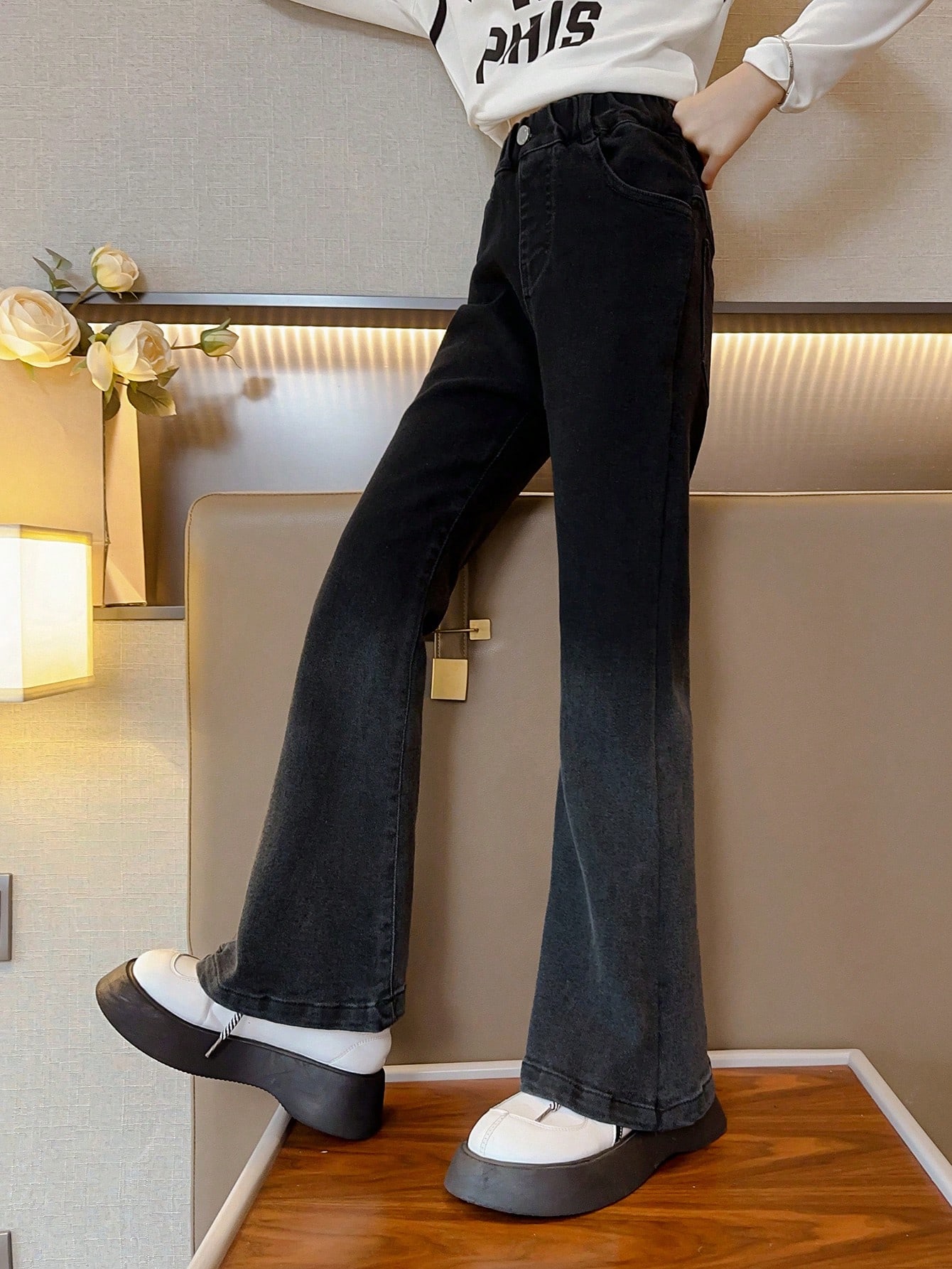 Denim Extensible Coton élasthanne Jean Évasé Essentials Pour Fille