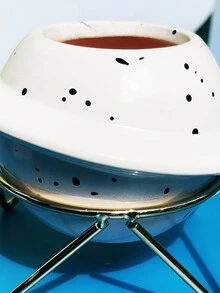 1pc Blue Star Shaped Flower Pot With Golden Stand Base - Black and White - View 8