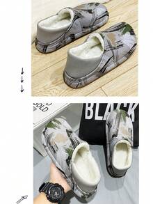 男士滑入拖鞋,冬季戶外防滑防水保暖鞋,帶後跟蓋和毛茸內裡,2023新品到貨 - 灰色 - 查看 4