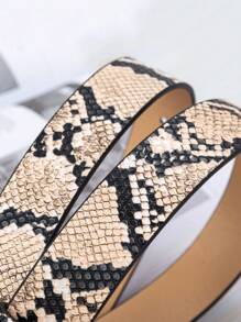 1pc Ladies' Vintage Double Snake Buckle Belt, Fashionable And Personalized Y2k Pu Leather Belt, Gothic Style Punk Belt With Snake Pattern For Halloween, Cosplay And Daily Wear, Black - Black - View 4