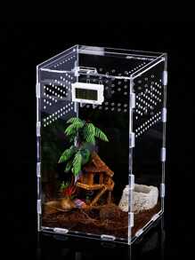 (Please Remove The Protective Film On The Acrylic Before Use) 1pc Acrylic Pvc Spider Reptile Breeding Box (Without Thermometer) - White - View 4