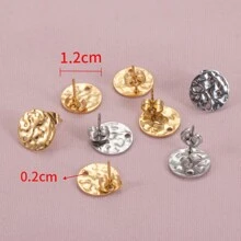 10 Stück Edelstahl runde Ohrstecker mit asymmetrischer geprägter Basis und Loch für DIY Schmuckherstellung