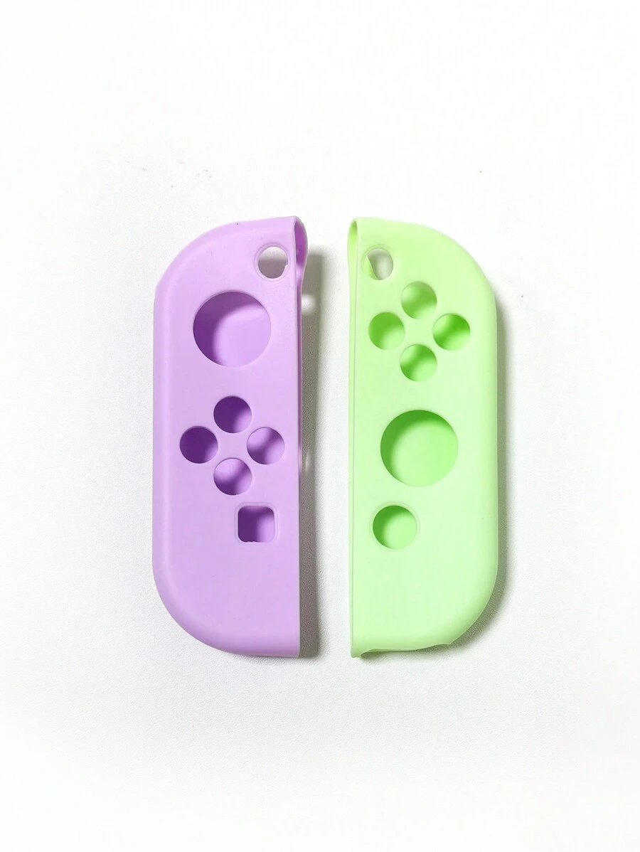 Switch Game Controller Silicone Protective Case Left And Right Handle Silicone Cover Blue And Green Two-Color Solid Color Handle Protective Cover - Multicolor - View 1