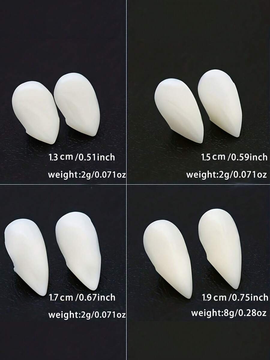 1pc ABS Material Vampire Teeth, Party Cosplay Essential Fake Teeth For Vampire And Zombie Costumes. - White - View 1