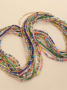 2入組1包,波西米亞風格彩色丙烯酸珠子鏈腰鏈肚皮鏈隨機顏色身體飾品 - 彩色 - 查看 3