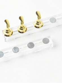 1 件日式美甲棋盤展示架,帶亞克力和水晶底座,用於練習指甲套和練習架 - 金色 - 查看 3