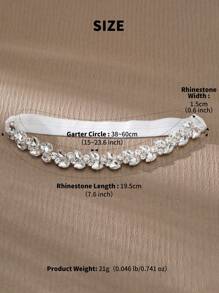 1pc Lady's Elastic Leg Garter With Rhinestone Design, Perfect For Wedding Decoration - Silver - View 7