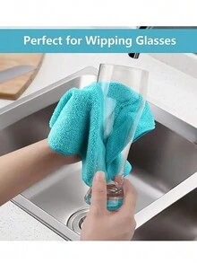 5 Piezas/set Tela De Limpieza De Fibra Super Fina Multiusos, Tela Para Lavar Platos, Estropajo, Toalla De Mano Fácil De Limpiar, Color Aleatorio - Multicolor - Ver 4