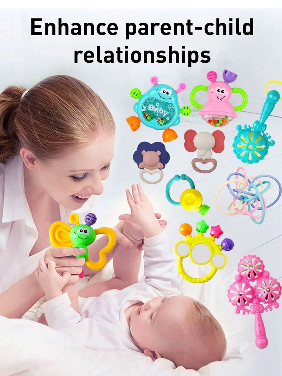 Christmas Decoration 10pcs/Set Baby Rattles Toys Set, Infant Grab N