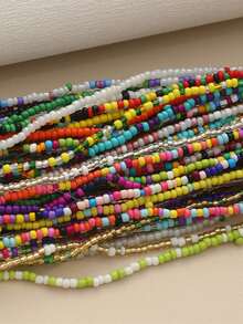 2入組1包,波西米亞風格彩色丙烯酸珠子鏈腰鏈肚皮鏈隨機顏色身體飾品 - 彩色 - 查看 2