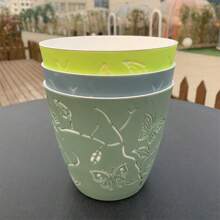 1入獨特設計花盆,帶排水孔的塑料花盆,適合室內和室外種植,適用於所有室內植物 - 綠色 - 查看 4