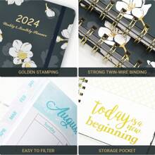 2024年行事曆 - 2024年1月至12月,6.1" X 8.5"大小,每週和每月的2024年行事曆,帶標籤,柔軟封面,厚實紙張,完美的人生組織工具 - 藏蓝色 - 查看 3