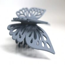 1 件 9.5 公分中型塑膠噴漆蝴蝶和雙層鏤空後髮夾,馬尾固定器,非常適合家庭、學校、派對、假期 - 灰色 - 查看 3