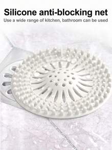 1pc Sink Drain Filter Bathroom Shower Floor Drain Cover Hair Stopper Strainer - White - View 1