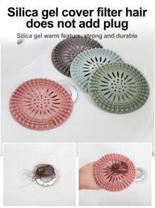 1pc Sink Drain Filter Bathroom Shower Floor Drain Cover Hair Stopper Strainer - White - View 4