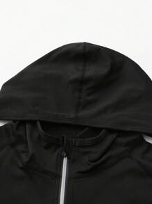2件装黑色和灰色运动健身卫衣 男士速干吸湿长袖运动套头衫 健身服 - 黑色 - 查看 6
