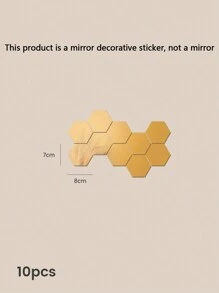 10pcs Hexagon Mirror Surface Wall Sticker - Gold - View 3
