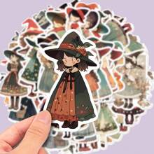 50 張/套卡通女巫塗鴉貼紙,用於裝飾手機、筆記本電腦、手提箱、筆記本等。 - 杏色 - 查看 1