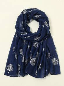 1條女士時尚的玫瑰金葉紋圍巾,銀箔細節,適合日常穿著波西米亞風格 - 藏蓝色 - 查看 2