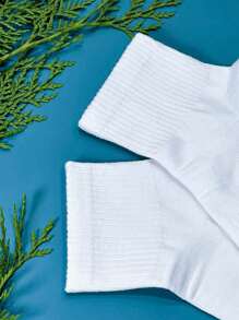 2雙/套女式運動襪,中小腿毛巾底跑步襪,秋冬運動厚毛巾底,透氣時尚針織襪