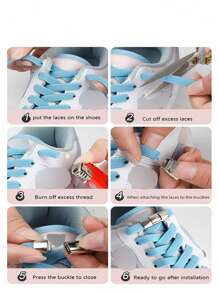 1對無鞋帶鞋帶鎖鞋帶彈性鞋帶兒童成人寬扁鞋帶運動鞋 - 紅色 - 查看 6