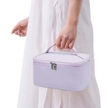 女士們化妝包,便攜旅行彩妝收納適用於化妝工具,皮膚護理,化妝品,畫筆,防水紫色