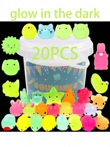 20入組 Squishys 麻糬 Squishy 玩具在黑暗中發光派對禮物 - 迷你卡哇伊 Squishys 麻糬動物減壓 Squishy 包 Squishy 貓 Squishys 帶儲物盒 - 彩色 - 查看 2