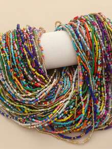 2入組1包,波西米亞風格彩色丙烯酸珠子鏈腰鏈肚皮鏈隨機顏色身體飾品 - 彩色 - 查看 1