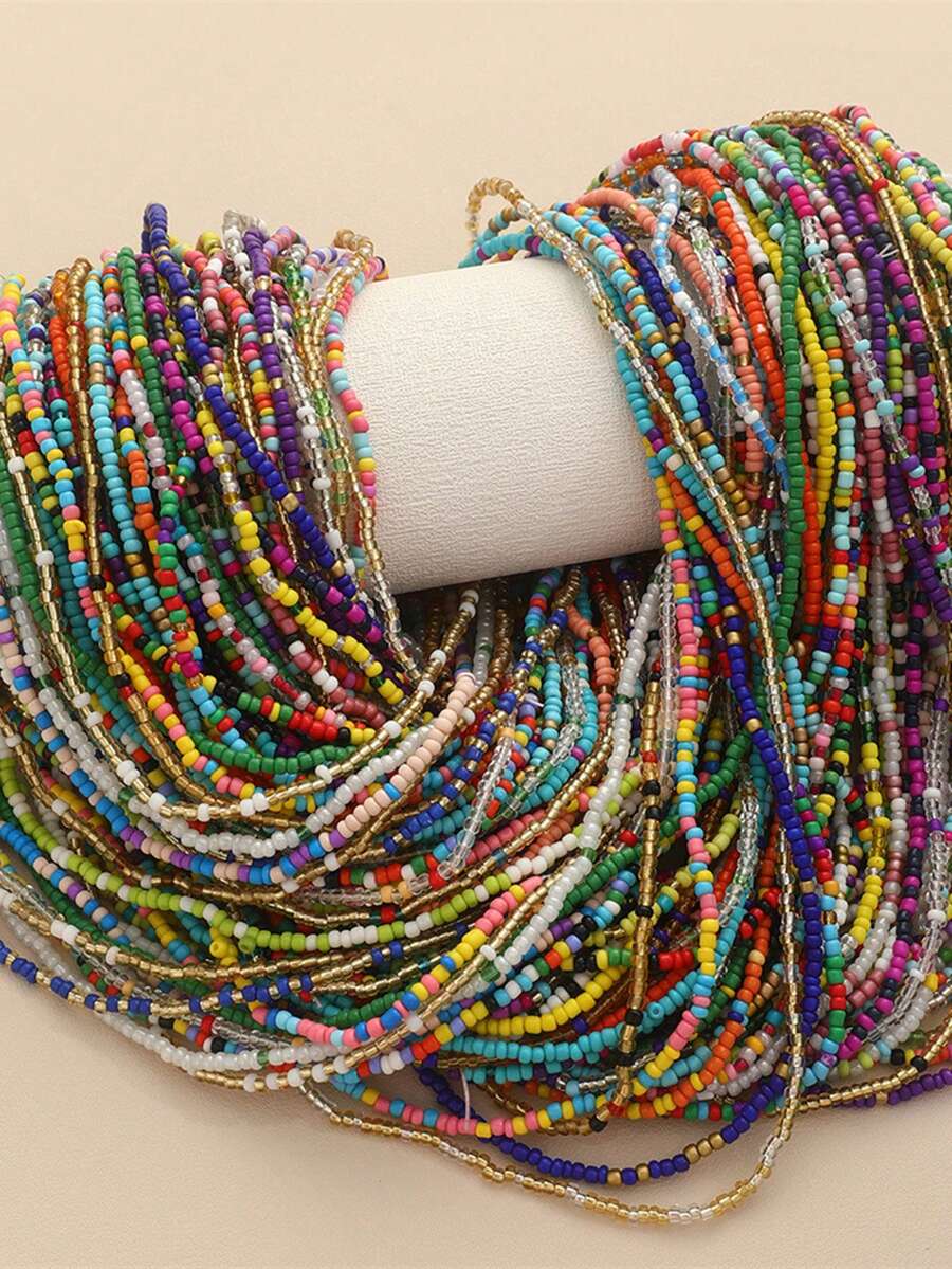 2入組1包,波西米亞風格彩色丙烯酸珠子鏈腰鏈肚皮鏈隨機顏色身體飾品 - 彩色 - 查看 1