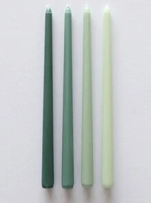 4pcs Set Taper Candles Decorative, Dinner Candle Set Smokeless And Dripless Household, Wedding, Party, And Home Decor Candlesticks, Halloween, Spooky, Autumn, Winter, Holiday, Festival, Room Decor, Gifts Birthday Graduation - Green - View 3