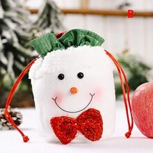 1pc Christmas Gift Bag Cartoon Santa Claus Snowman Reindeer Drawstring Candy Bag For Christmas Tree Decorations, Christmas Party Gift Bag Decoration - Multicolor - View 5