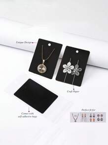 50 Pcs Earring Cards - Earring holder Cards with 50 Pcs Bags, Earring Display Cards for Earrings Necklace Display and Jewelry Packaging(Black) - Black - View 2