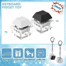 1pc Keyboard Fidget Keychain Reduce Stress Toy Finger Keyboard Keychain Fidget Button Adult Pressure Relief Gift (6 Colors) - White - View 3