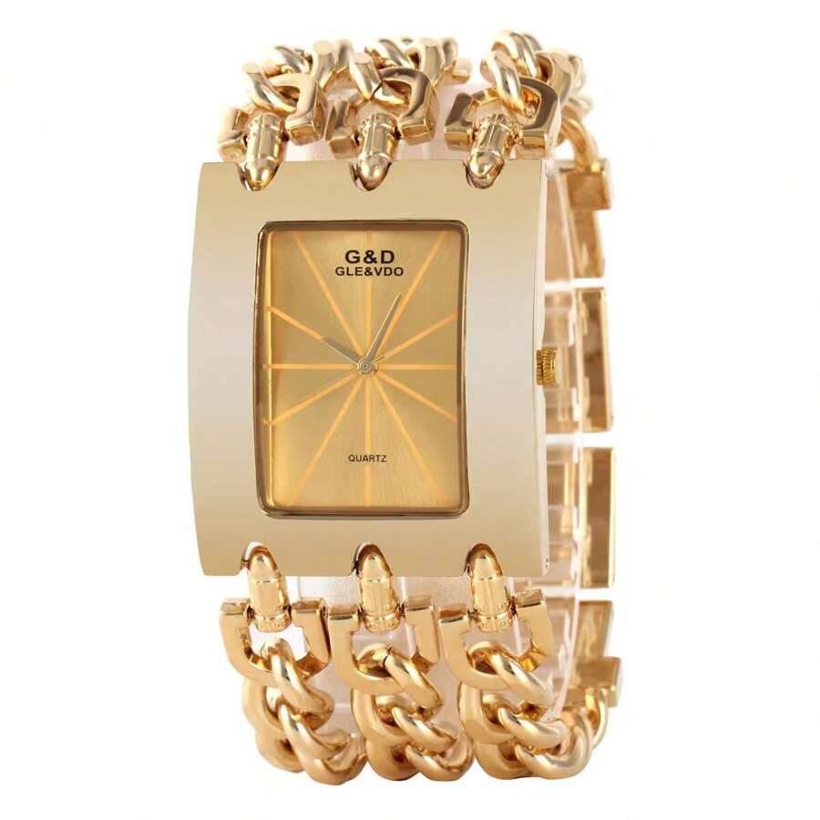 G&D經典時尚休閒手錶，簡約設計，3條鍊，石英運動，女士手錶送禮佳選 - 金色 - 查看 1