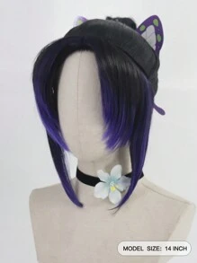 Heat Resistant Fiber Synthetic Wig Anime Wig with Butterfly Clip for Kochou Shinobu Cosplay Costume wig 14INCH Characters Cosplay Wigs for Party Halloween Costume with Wig Cap - Two-Tone - View 2