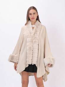 1入組多色棕色純色邊飾仿皮風衣围巾,適用於派對、聚會、日常穿著、度假穿著和聖誕裝扮