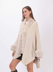 1入組多色棕色純色邊飾仿皮風衣围巾,適用於派對、聚會、日常穿著、度假穿著和聖誕裝扮