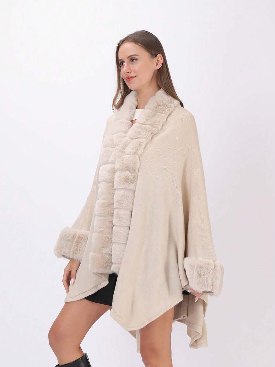 1入組多色棕色純色邊飾仿皮風衣围巾,適用於派對、聚會、日常穿著、度假穿著和聖誕裝扮