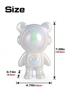 1 件現代時尚太空熊裝飾雕像,陶瓷材料製成,適合家居客廳、玄關櫃、酒櫃、電視櫃、辦公室裝飾、理想禮物 - 白色 - 查看 4