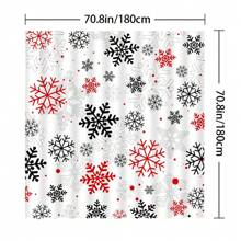 1 件冬季卡通风格雪花浴帘，简约时尚现代家居浴室装饰秋季装饰浴室配件返校 - 黑與白 - 查看 4