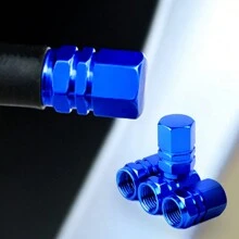 4 件裝汽車車輪輪胎氣閥桿蓋和芯,帶密封圈,車身創意改裝輪胎汽車裝飾 - 寶藍色 - 查看 1