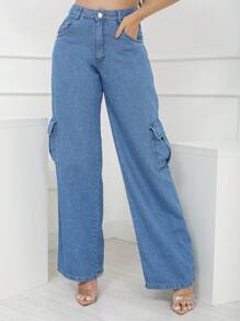 Women Jeans - 中等水洗藍 - 查看 3