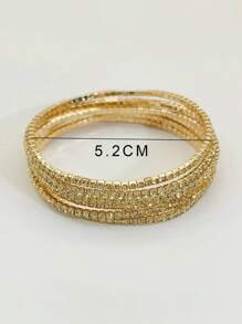 6 件女士超薄 2 毫米水钻弹性手链，透明白色水钻银手镯，闪亮 CZ 镶嵌，时尚派对/度假