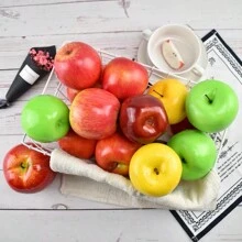 6pcs Faux Green Apples, Artificial Apples, Realistic Fake Fruit Decoration For Home Kitchen Restaurant Table Party Decoration & Photography Prop - 6 green apples - View 7